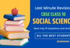 Last Minute Revision Notes CBSE Class 10 Social Science 2024