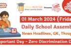 School Assembly Today News Headlines for 01 March 2024
