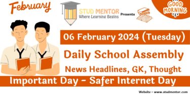School Assembly News Headlines in Hindi for 06 February 2024