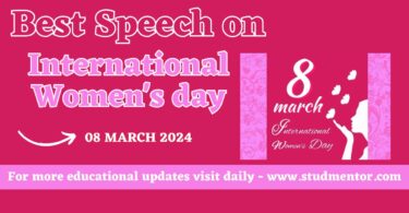 Speech on International Women's day for Students in English 2024