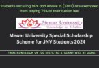 Mewar University Special Scholarship Scheme for JNV Students 2024