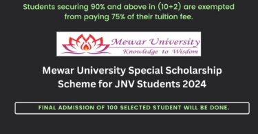 Mewar University Special Scholarship Scheme for JNV Students 2024