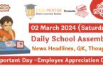 School Assembly Today News Headlines for 02 March 2024