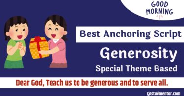 School Morning Assembly Anchoring Script Theme - 'Generosity'