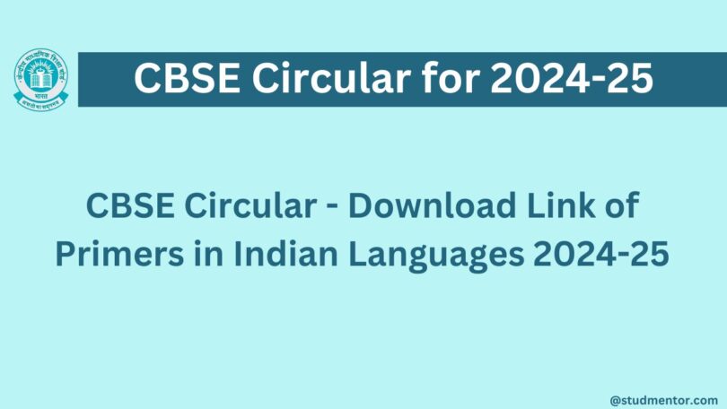 CBSE Circular - Download Link of Primers in Indian Languages 2024-25
