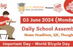 School Assembly News Headlines in English for 03 June 2024
