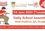 School Assembly News Headlines in English for 04 June 2024
