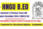 B.Ed Semester 3 Previous Year Old Paper December 2024 HNGU
