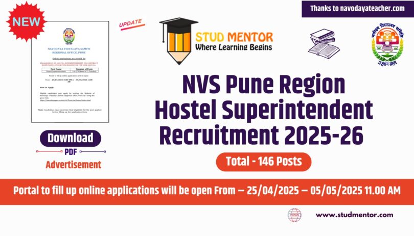 Job in Navodaya - Hostel Superintendents for Gujarat & Maharashtra 2025-26