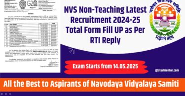 NVS Non-Teaching Latest Recruitment 2024-25 Total Form Fill UP as Per RTI Reply