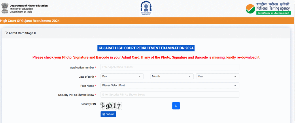 Admit Card for the Following 02 Posts are available on NTA Website