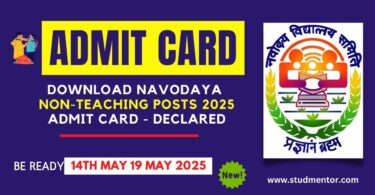 Download Navodaya Non-Teaching Posts 2025 Admit Card - Declared