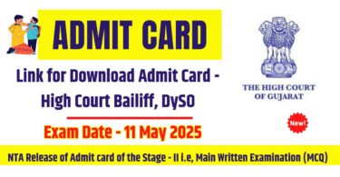 Link for Download Admit Card - High Court Bailiff, DySO on 11.05.2025
