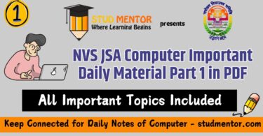 NVS JSA Computer Important Daily Material Part 1 in PDF