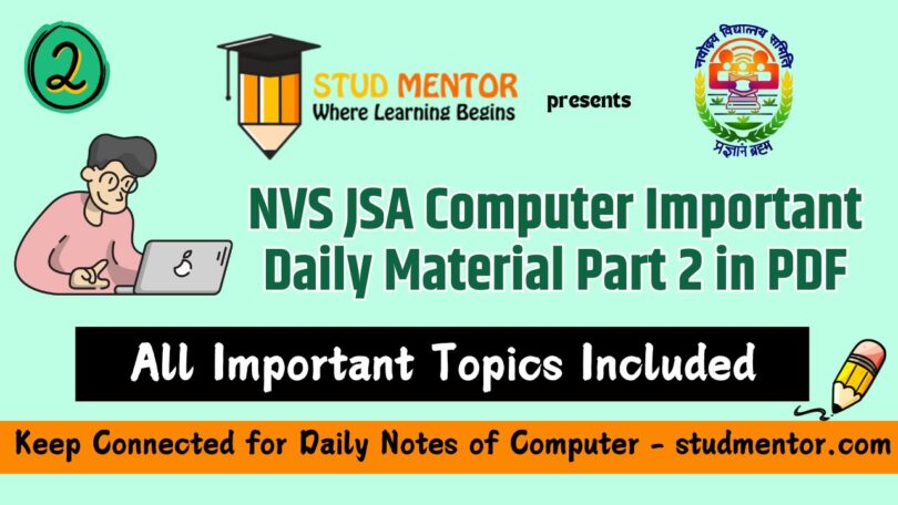 NVS JSA Computer Important Daily Material Part 2 in PDF