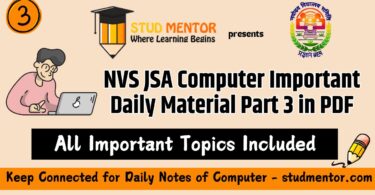 NVS JSA Computer Important Daily Material Part 3 in PDF