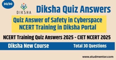 Quiz Answer of Safety in Cyberspace NCERT Training in Diksha Portal