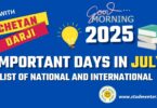 Important Days in July 2025 - List of National International