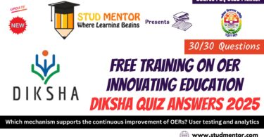 Free Training on OER Innovating Education Diksha Quiz Answers 2025