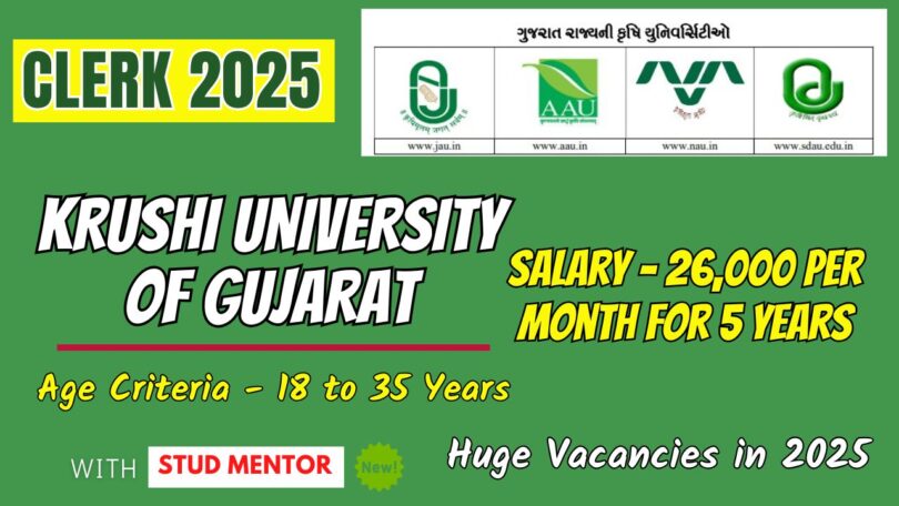 Online Form Link of Clerk in Krushi University of Gujarat 2025
