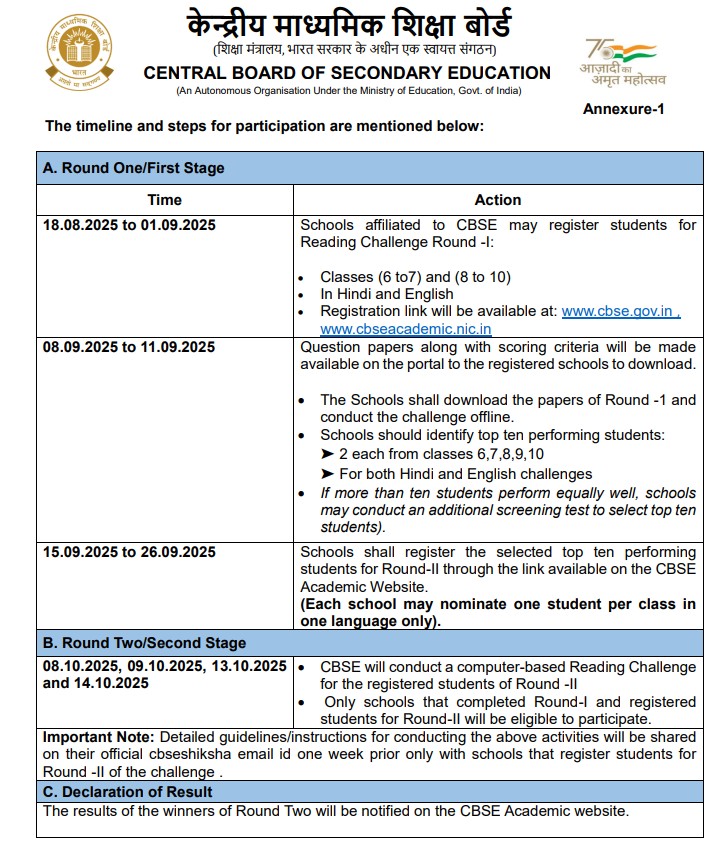Annexure 1 - CBSE Reading challenge 2025-26