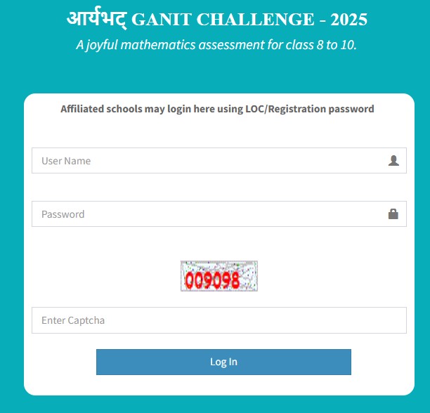 The Registration link of Aryabhata Ganit Challenge – 2025