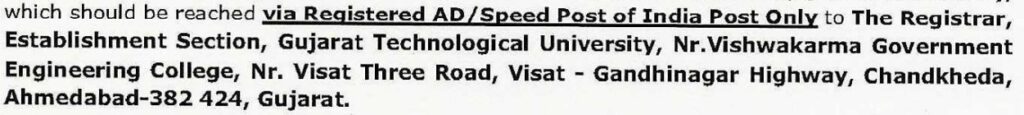 registered post for gtu 2025-26