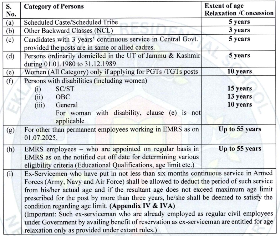Age Relaxation in EMRS Recruitment 2025-26