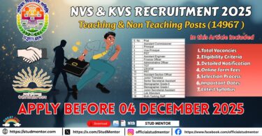Apply Online for NVS & KVS Recruitment 2025-26 - Detailed Notification Out