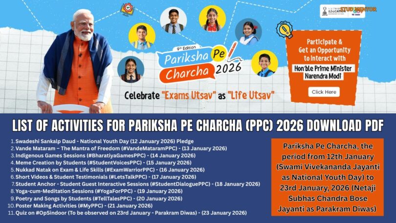 List of Activities for Pariksha Pe Charcha (PPC) 2026 Download PDF