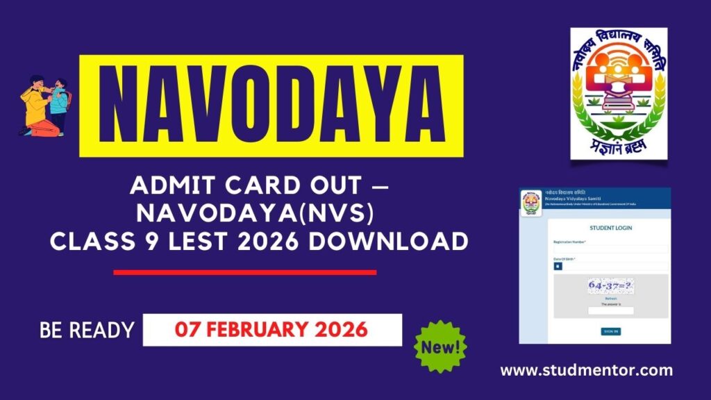 Navodya Ropar Download Link of Navodaya Class 9 LEST Admit Card 2026