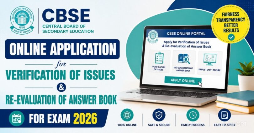 Link for CBSE Online Application for Verification of Issues and Re-evaluation of Answer book for Exam 2026