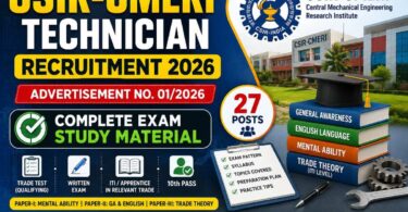 CSIR-CMERI Technician Recruitment 2026 (Advertisement No. 012026) – Complete Exam Study Material