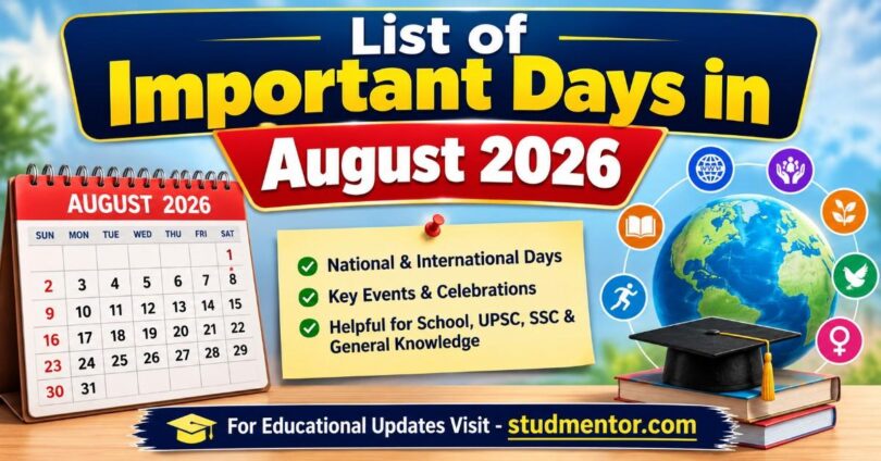 Important Days in August 2026 - List of National International