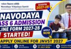 Navodaya Class 6 Admission Online Form 2027-28 Started Apply Online for JNVST 2027