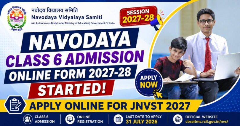 Navodaya Class 6 Admission Online Form 2027-28 Started Apply Online for JNVST 2027