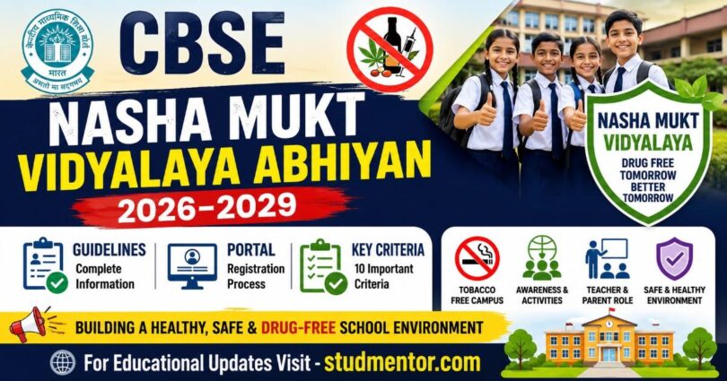 CBSE Nasha Mukt Vidyalaya Abhiyan 2026–2029 Guidelines, Portal Registration and Key Criteria
