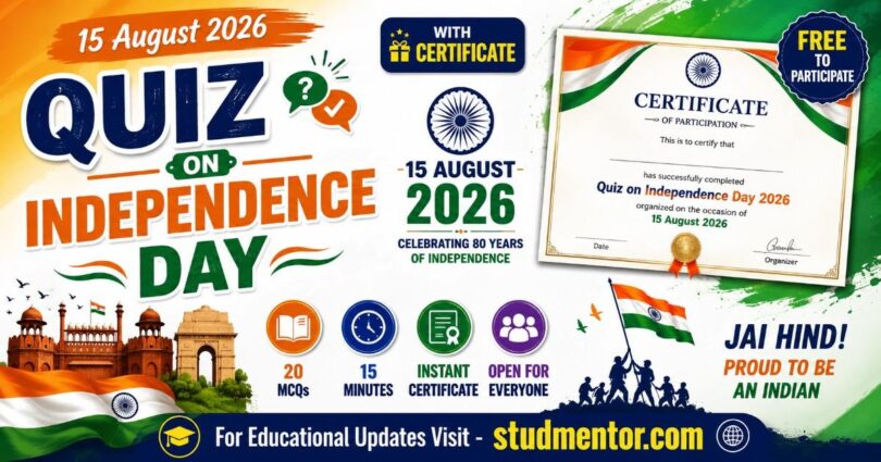 Quiz on Independence Day with Certificate 15 August 2026