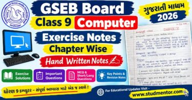 Gujarat Class 9 Computer Exercise Notes Chapter Wise 2026