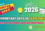 Important Days in September 2026 - List of National International