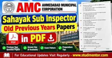 AMC Sahayak Sub Inspector Old Previous Years Papers in PDF