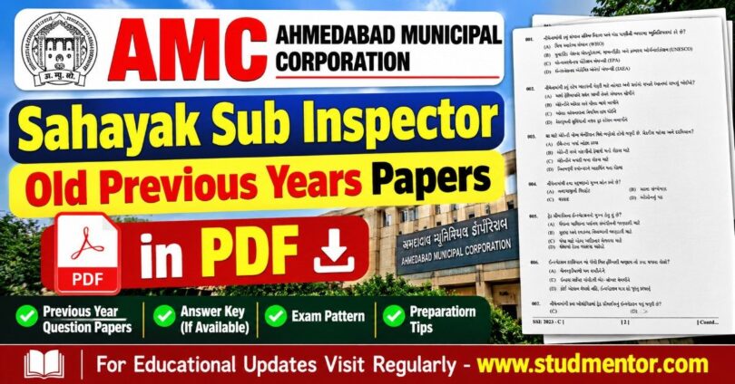 AMC Sahayak Sub Inspector Old Previous Years Papers in PDF
