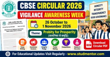 CBSE Circular 2026 Vigilance Awareness Week to Be Observed in Schools from October 26 to November 1