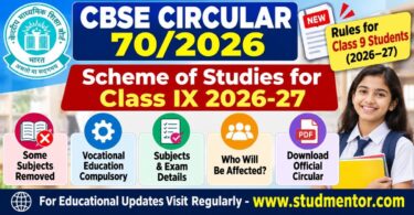 CBSE Circular - Scheme of Studies for Class IX 2026-27