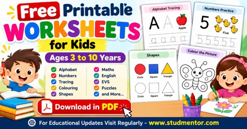 Free Printable Worksheets for Kids - Download in PDF