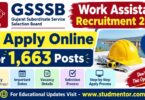 GSSSB Work Assistant Recruitment 2026 1663 Posts, Apply Online