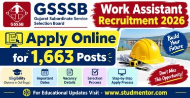 GSSSB Work Assistant Recruitment 2026 1663 Posts, Apply Online