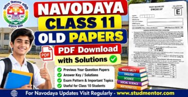 Navodaya Class 11 Old Papers PDF Download with Solutions